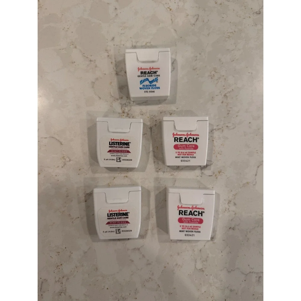 Lot of 5 Johnson &‎ Johnson Reach Listerine Gentle Gum Care Floss 5yd Travel